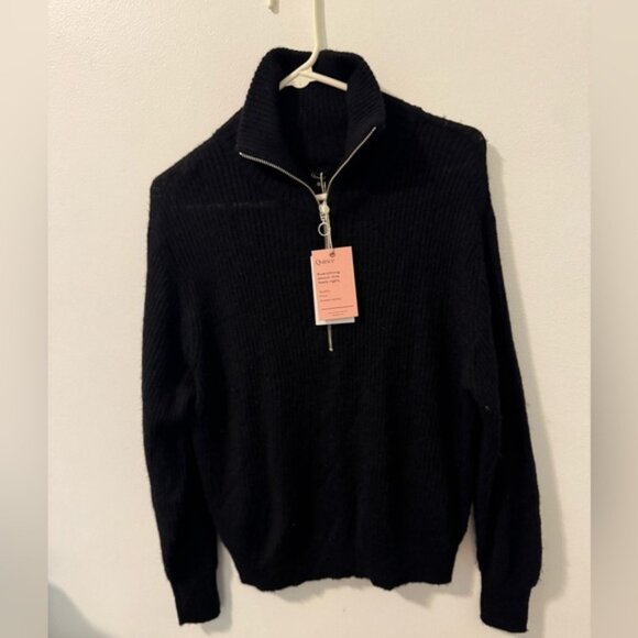 NWT Quince Women's Black Cowl Neck Sweater, 28% Alpaca, Size S - Picture 1 of 7